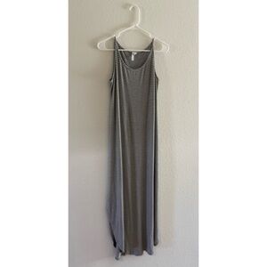Cable & Gauge Gray and White Striped Maxi Dress